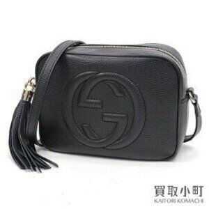 Gucci Soho Leather Disco Bag Black Interlocking GG Crossbody Shoulder Fringe